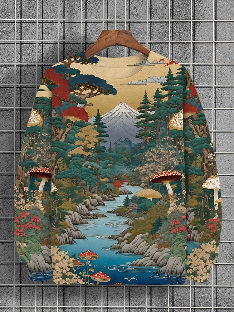 Men's Mushroom Fantastic Scenery Art Print Casual Sweatshirt