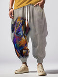 Men's Colorful Abstract Collage Animals Art Print Loose Drawstring Waist Sweatpants