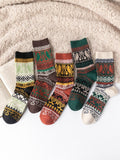 Men's Vintage Colorblock Graphic Pattern Five Pairs Crew Socks