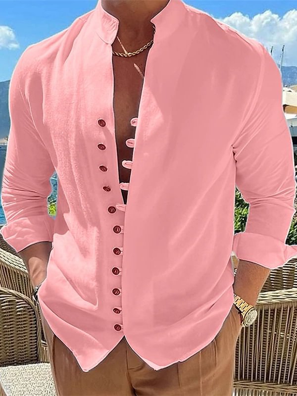 Men's Retro Cotton And Linen Casual Long Sleeve Shirt