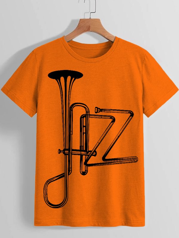 Women's Jazz Orchestral Instrument Abstract Art Print Cotton Casual T-Shirt