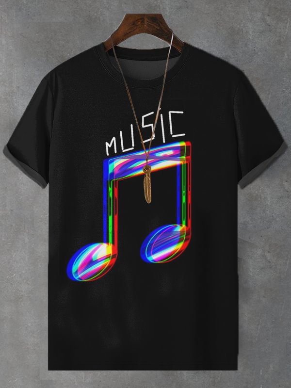 Men's Music Note Graphic Print Casual T-Shirt