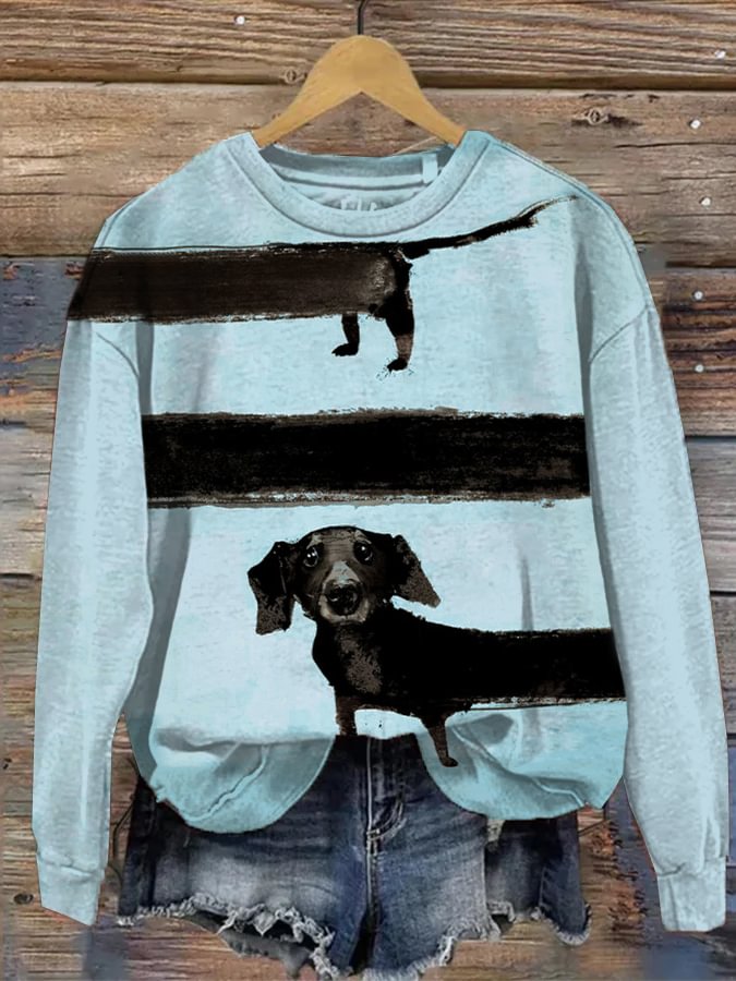 Women's Funny Lovely Dachshund Painting Comfy Sweatshirt