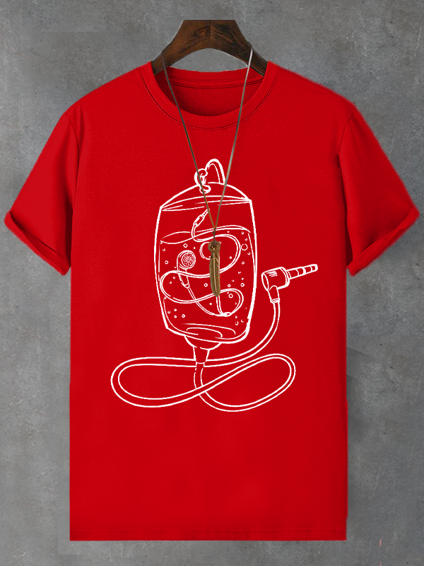 Men's Hand Drawing Music Entertainment Graphic Print Cotton Casual T-Shirt