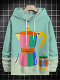 Men's Colorful Coffee Maker Graphic Print Casual Hoodie