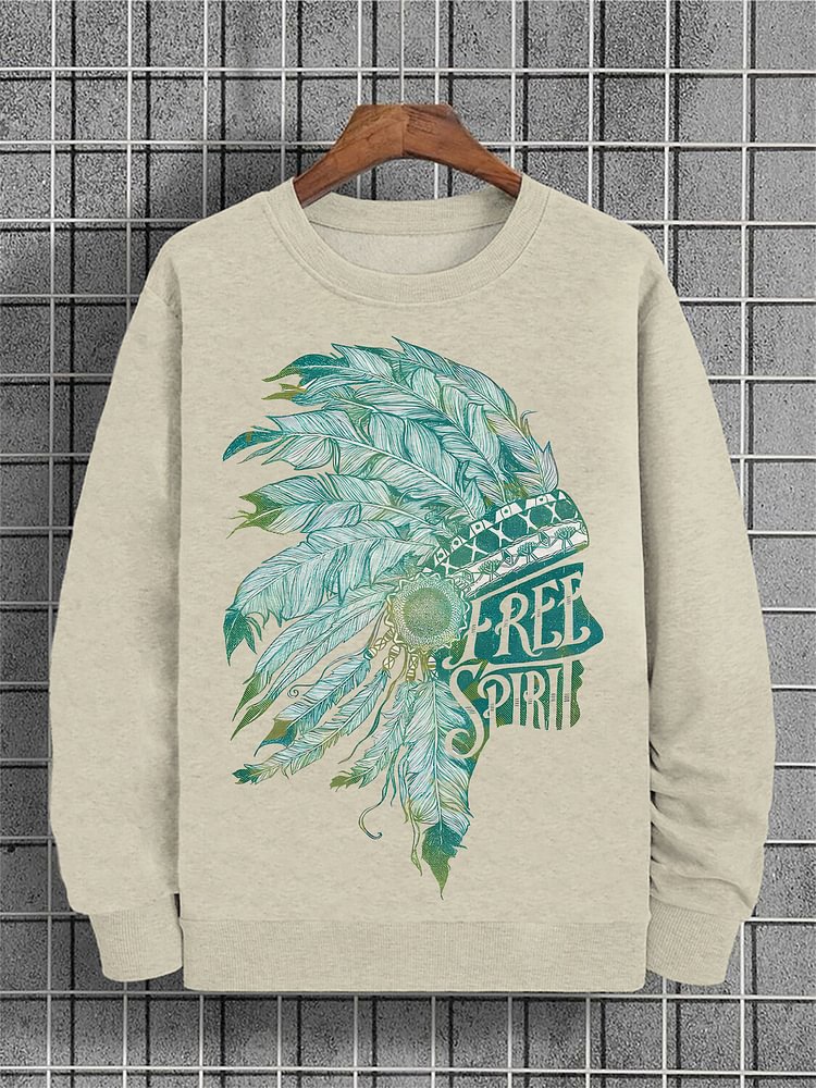 Men's Wild Soul Indians Print Cotton Casual Sweatshirt