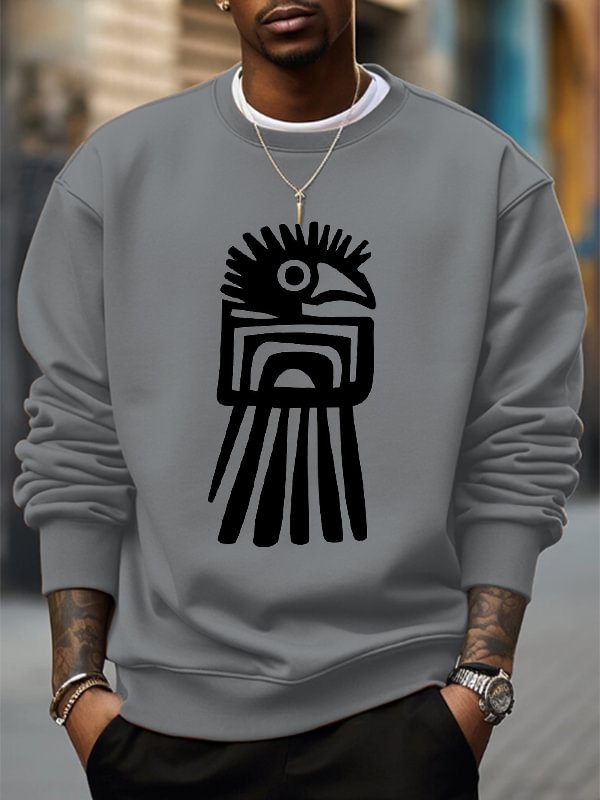 Men's Vintage African Tribe Traditional Totem Print Cotton Casual Sweatshirt