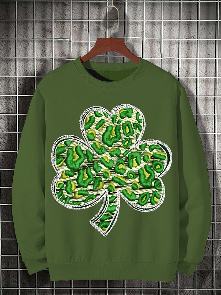 Men's St. Patrick's Day Shamrock Graphic Print Cotton Casual Sweatshirt