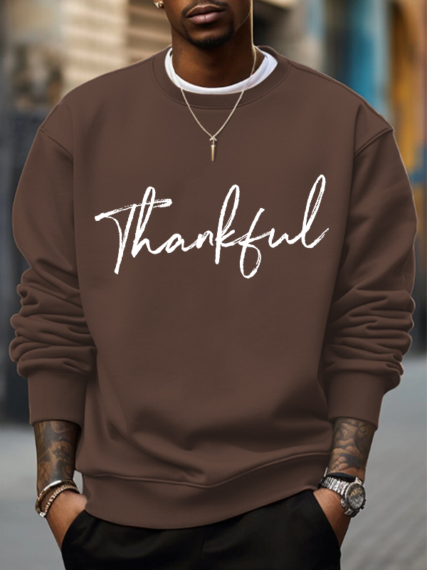 Men's Thank God Slogan Print Casual Sweatshirt