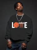 Men's Love Basketball And Basketball Hoop Art Print Casual Sweatshirt