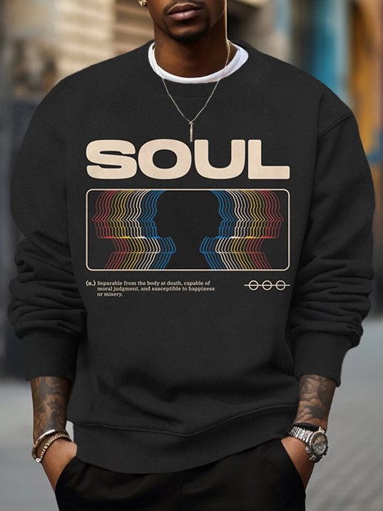 Men's Soul Art Print Casual Sweatshirt