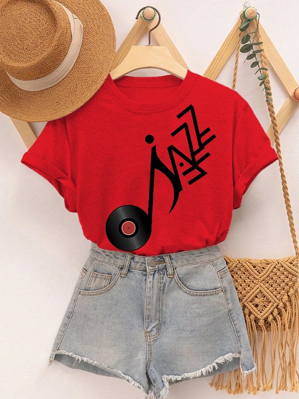 Women's Jazz Records Art Print Cotton Casual T-Shirt