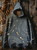 Men's Swirl Abstract Deep Sea Fish Relief Art Print Hooded Sweatshirt