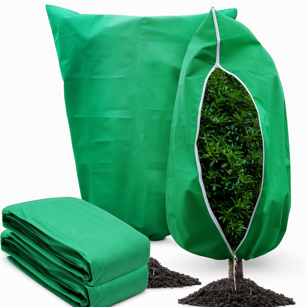 Non Woven Plant Frost Protection Cover Bag Winter Cold Protection with Drawstring and Zipper for Shrubs and Trees