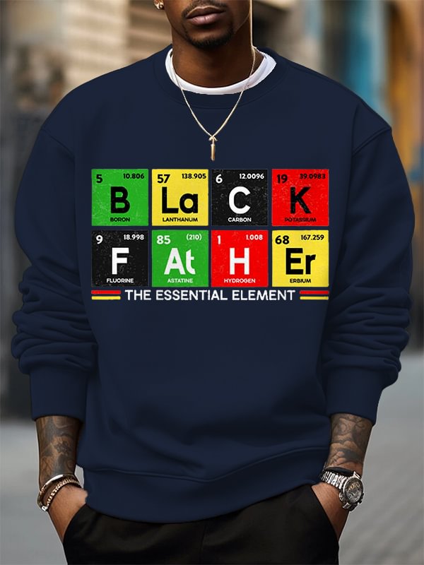 Men's Black Father The Essential Element Print Cotton Casual Sweatshirt