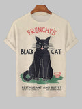 Men's Frenchy's Black Cat Art Print T-Shirt