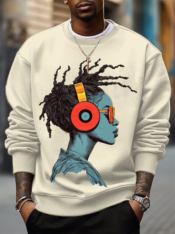Men's Reggae Music Cool Girl Graphic Print Cotton Casual Sweatshirt