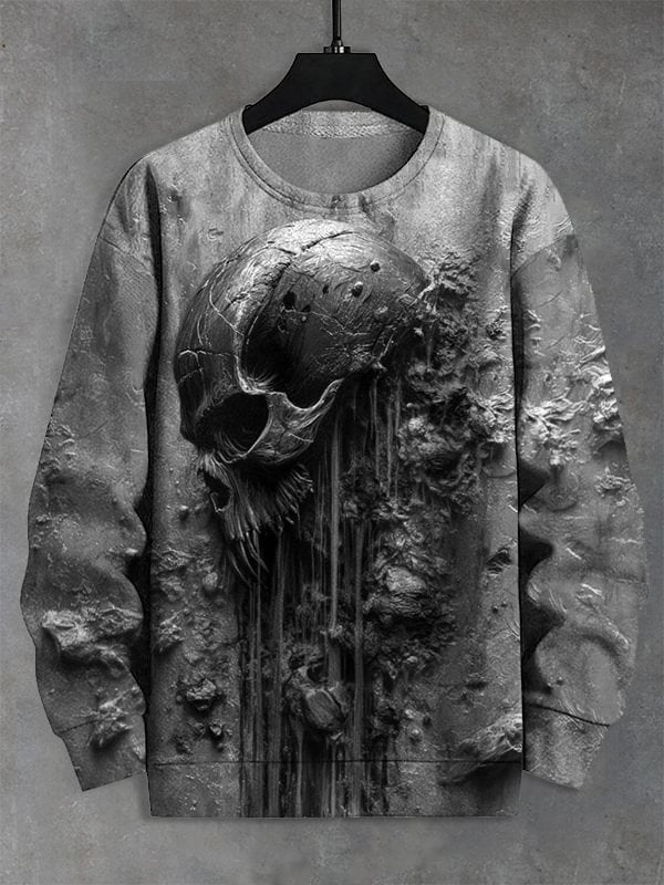 Men's Bloody Skull Art Print Casual Sweatshirt