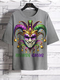 Men's Mardi Gras Clown Mask Art Print Casual T-Shirt