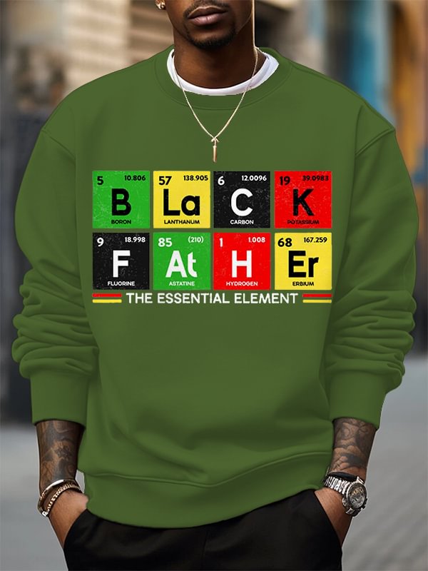 Men's Black Father The Essential Element Print Cotton Casual Sweatshirt