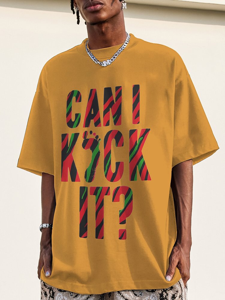 Men's Called Quest Hip-hop Can I Kick It Print Cotton Casual T-Shirt