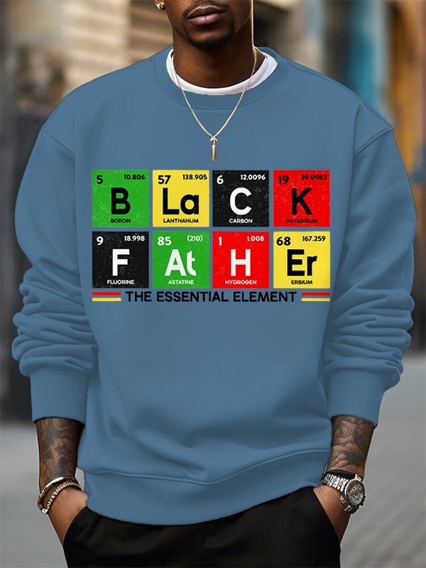 Men's Black Father The Essential Element Print Cotton Casual Sweatshirt