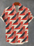 Men's Bird Geometric Art Print Casual Shirt