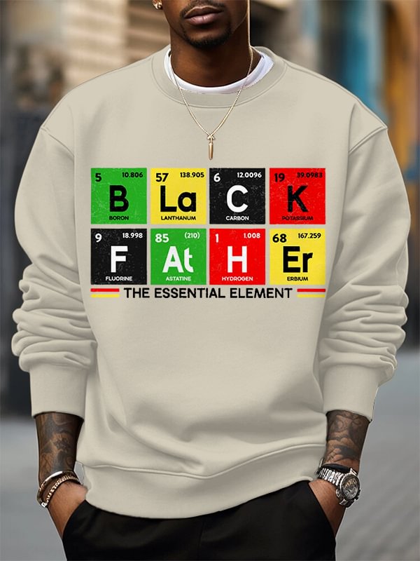 Men's Black Father The Essential Element Print Cotton Casual Sweatshirt
