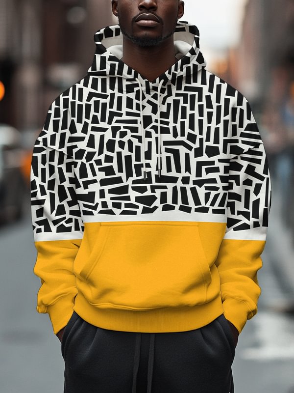 Men's Geometric Pattern Modern Art Print Casual Hoodie