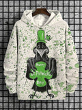 Men's St. Patrick's Day Crow Art Print Hooded Sweatshirt