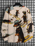 Men's Dachshund Skiing Art Print Casual Sweatshirt