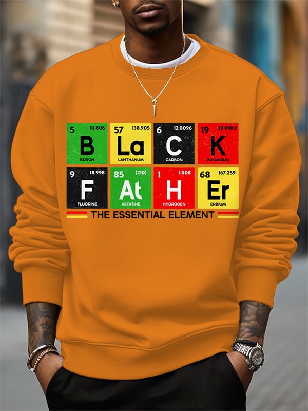 Men's Black Father The Essential Element Print Cotton Casual Sweatshirt