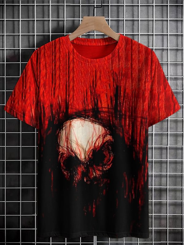 Men's Halloween Horror Skull Print Casual T-Shirt