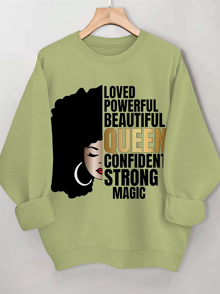 Women's Africa Magic Black Queen Print Cotton Long Sleeve T-Shirt Thin Sweatshirt
