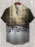 Men's Abstract Calligraphy Patterns Art Print Casual Shirt