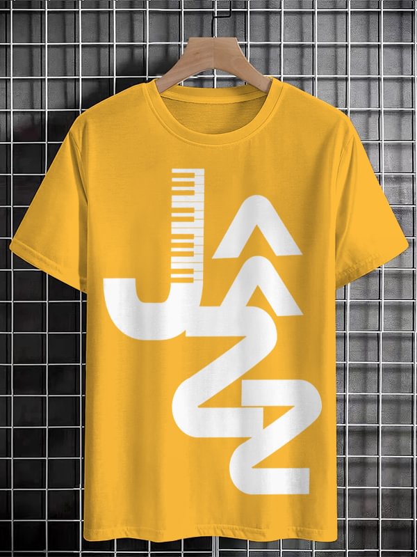 Men's Jazz Musical Keyboard Print Cotton Casual T-Shirt