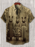 Men's Forest Rabbit Dark Aesthetics Art Print Casual Shirt