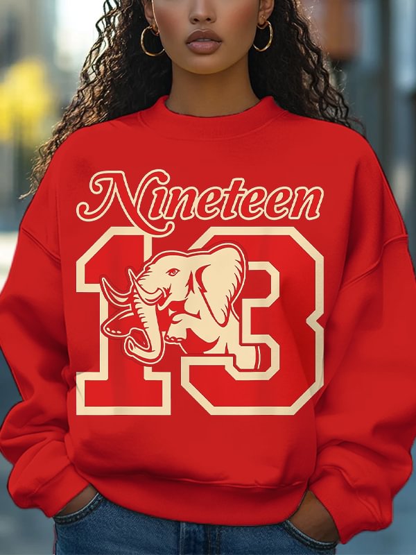 Women's Red Elephant Sisterhood 1913 Print Cotton Long Sleeve T-Shirt Thin Sweatshirt