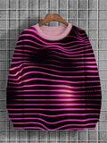 Men's Retro Luminous Wavy Striped Pattern Print Sweatshirt
