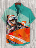 Men's Cool Cat Racer Art Print Casual Shirt