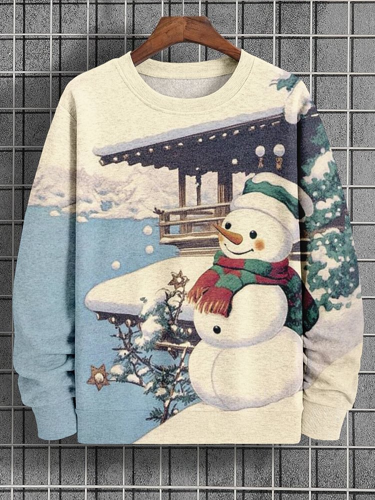 Men's Cute Snowman Winter Atmosphere Art Print Casual Sweatshirt
