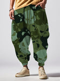 Men's Skull Camouflage Print Loose Drawstring Waist Sweatpants