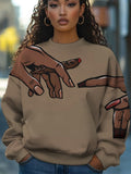 Women's Black Hands Smoking Art Print Casual Sweatshirt