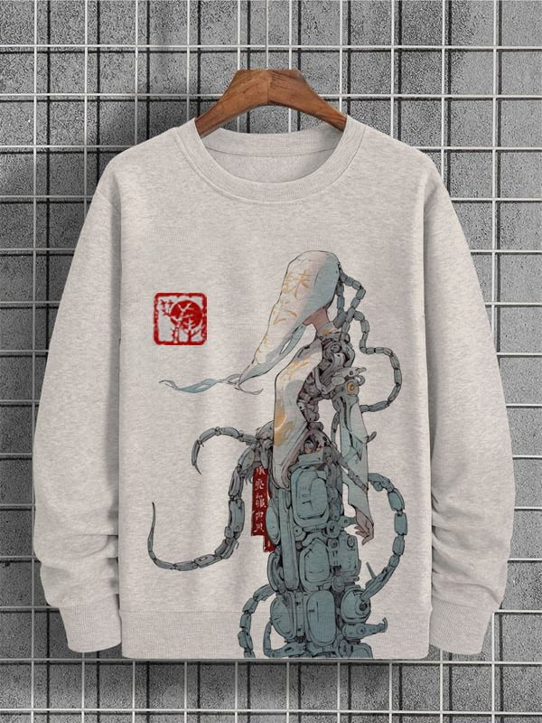 Men's Cyberpunk Robot Tentacle Japan Art Print Sweatshirt