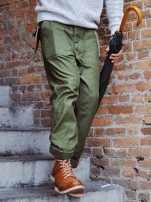 Men's Casual Plain Slant Pockets Straight Leg Pants