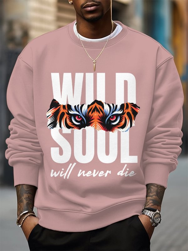 Men's Wild Soul Will Never Die Art Print Cotton Casual Sweatshirt