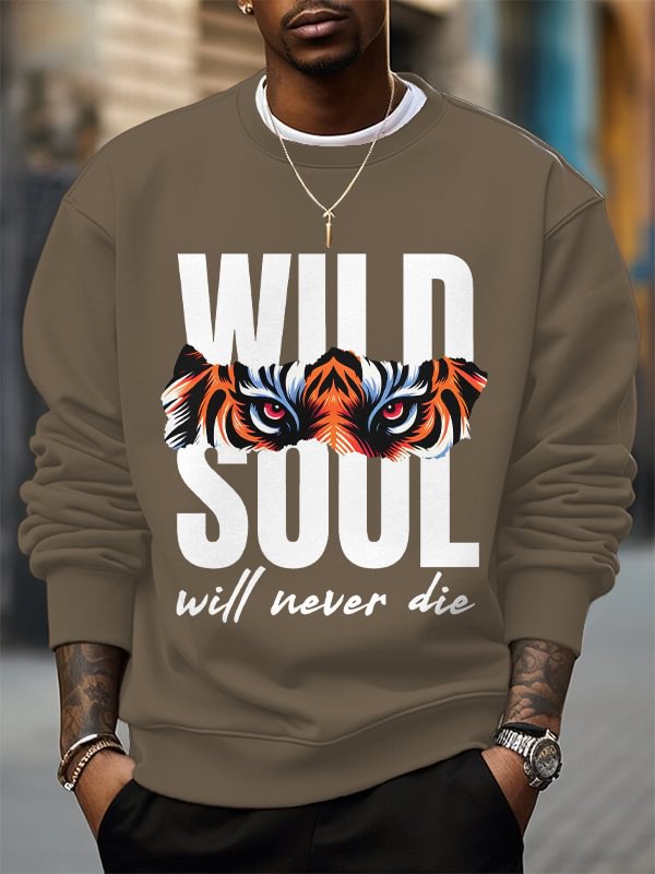 Men's Wild Soul Will Never Die Art Print Cotton Casual Sweatshirt