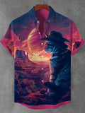 Men's Interstellar Cowboy Cat Retro Future Art Print Shirt