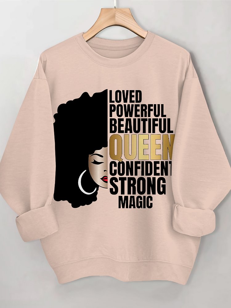 Women's Africa Magic Black Queen Print Cotton Long Sleeve T-Shirt Thin Sweatshirt