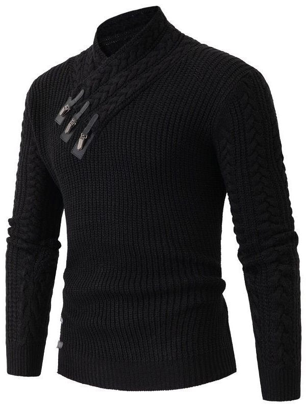 Men's Mock Neck Slim Long Sleeve Knitted Sweater